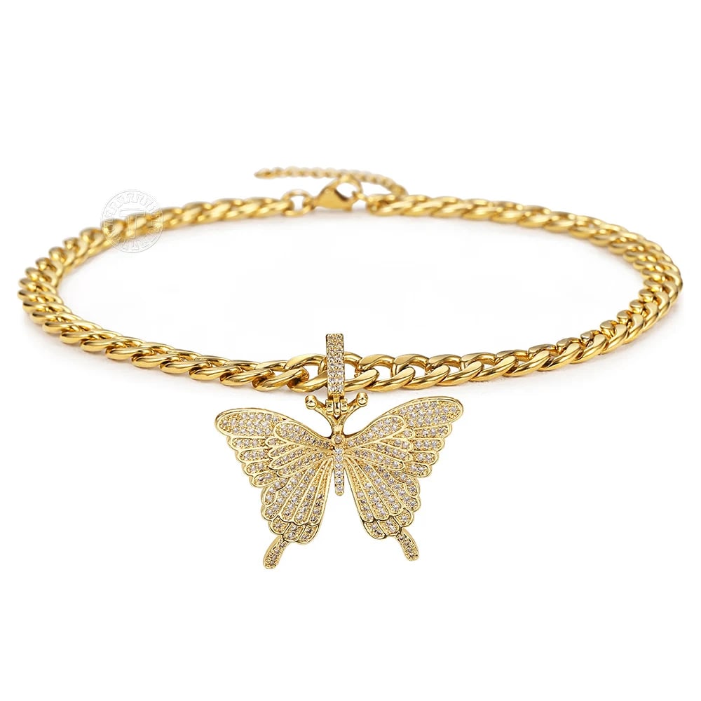 Women Butterfly Pendant Gold Choker